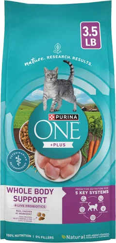 Purina ONE Plus Soporte para todo el cuerpo con comida seca para gatos de pollo - Bolsa de 3.5 libras