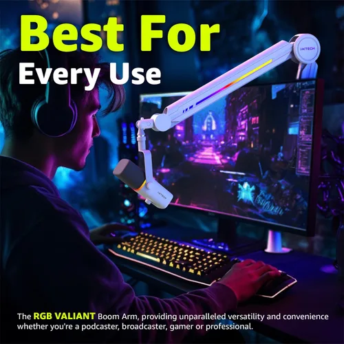 Miniatura 4 de IXTECH Brazo de brazo de micrófono RGB de perfil alto, soporte de micrófono de brazo de brazo elevado, soporte de micrófono ajustable con soporte