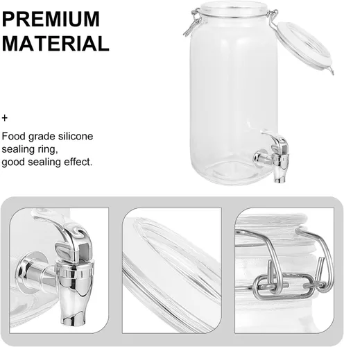 Miniatura 4 de Luxshiny Dispensador de bebidas con espita frigorífica botella de refrigerador dispensador de bebidas de vidrio con grifo dispensador de bebidas