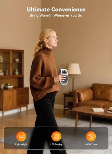 Miniatura 7 de Calentador de enchufe de 450 W para uso en interiores, calentador eléctrico de pared con control remoto, temporizador de 12 horas y pantalla LED