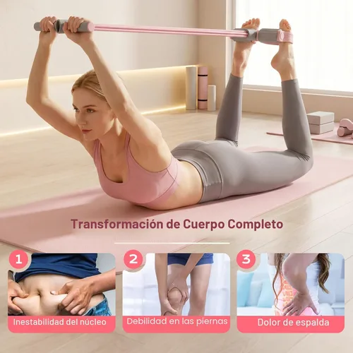 Miniatura 3 de Banda de resistencia de pedal con asas, banda de resistencia elástica multifuncional para yoga, banda de resistencia de 6 tubos con mango