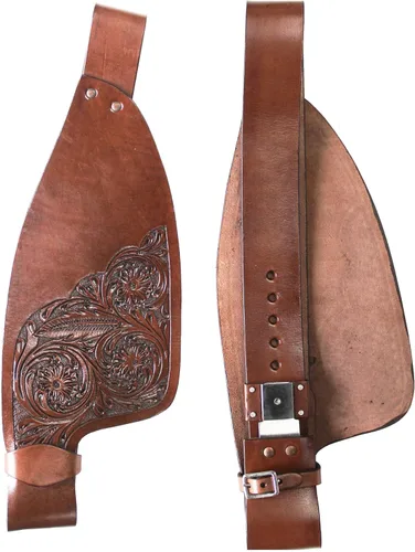 CHALLENGER Horse Western Adult Tooled Leather Replacement Saddle Fenders 5223 Marrón claro