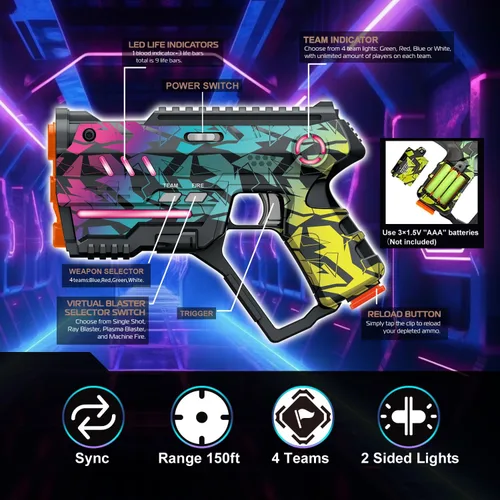 Miniatura 2 de Juego de Laser Tag de 2, Juego de Laser Tag para Niños Juego Interior y Exterior, Ideas de Regalo para Niños Adolescentes y Adultos, Juguetes
