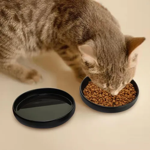 Miniatura 7 de Cuencos de cerámica para gatos - Platos poco profundos para comida y agua, tazón ancho de 6 pulgadas con acabado mate para comida de gatos, juego
