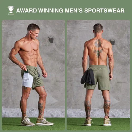 Miniatura 5 de Born Tough Pantalones cortos de entrenamiento de gimnasio para hombre, entrepierna de 7 pulgadas, pantalones cortos de culturismo atléticos