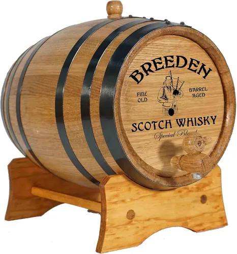 Thousand Oaks Barrel Co. | Barril personalizado de roble blanco americano de 1 litro con soporte, tapón y espita – Para el cervecero casero,