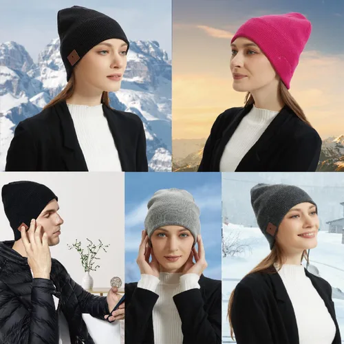 Miniatura 7 de Merino - Gorro de lana con Bluetooth 5.2, estéreo HD, 30 horas de tiempo de reproducción, micrófono integrado, regalo electrónico de Navidad