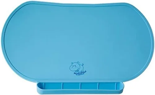 Miniatura 7 de Tapete individual de silicona para niños, Baby Mumbo, calidad alimentaria con bordes elevados únicos para prevenir derrames, bandeja ligera, Rojo