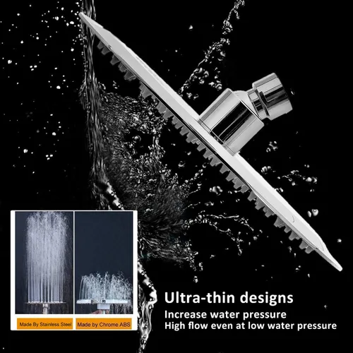 Miniatura 5 de NearMoon Cabezal de ducha de lluvia, diseño ultra fino - aumento de presión, experiencia genial, lluvia de alto flujo, acero inoxidable