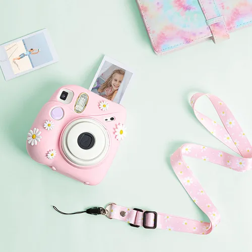 Miniatura 5 de Funda de silicona para Fujifilm Instax Mini 7+7 Plus piel de cámara instantánea, funda protectora con correa de hombro ajustable