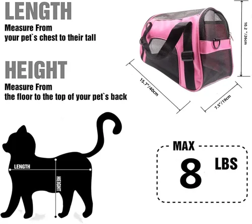 Miniatura 2 de ZaneSun Transportador para gatos, transportador de viaje para mascotas de lados suaves para gatos, perros y cachorros, bolsa plegable portátil