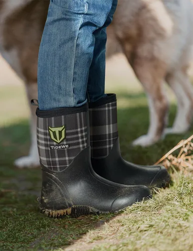 Miniatura 6 de TIDEWE Botas de goma para mujer, botas de lluvia aisladas de neopreno de 0.217 in con vástago de acero, botas de caza impermeables de media