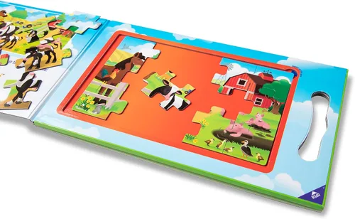 Miniatura 5 de Melissa & Doug Juego de rompecabezas magnéticos para llevar - En la granja (2 x 15 piezas) Juguete de actividad de viaje para preescolares y niños