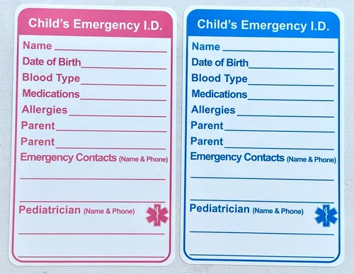2.5 x 4 pulgadas, 20 unidades de calcomanías para bebés en caso de emergencia, contacto de emergencia para niños, asiento de automóvil, alerta de