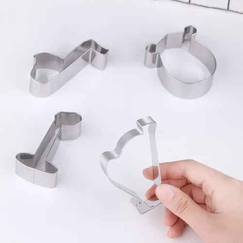 Miniatura 4 de Juego de 8 cortadores de galletas para instrumentos musicales con micrófono de escenario, saxofón, arpa de lira, acordeón, cuerno francés, moldes