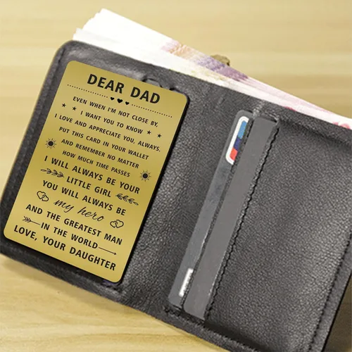 Miniatura 3 de SOUSYOKYO Tarjeta de regalo para el día del padre de parte de la hija, tarjeta de latón personalizada para papá para hombres cosas significativas