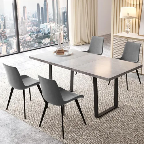 Miniatura 14 de ZckyCine Conjunto moderno de mesa de comedor de 5 piezas con mesa rectangular de madera y 4 sillas tapizadas en cuero, capacidad para 4 personas