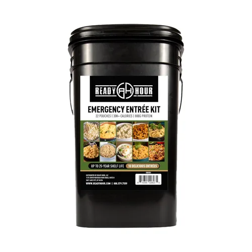 Ready Hour Cubo de 120 porciones de entree - Suministro de alimentos de emergencia liofilizado - Comidas de supervivencia con larga vida útil -