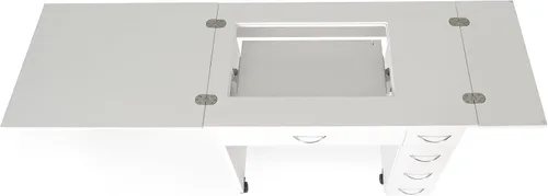 Miniatura 5 de Arrow - Muebles de costura clásicos Alice - Armario de costura compacto de tamaño mediano con elevación hidráulica de máquina, cajones, hojas