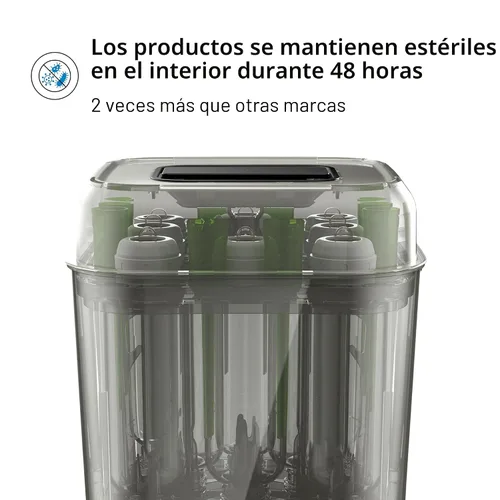 Miniatura 7 de Baby Brezza Esterilizador de biberones SuperQuick de 10 minutos + secadora, gran capacidad de 8 botellas, desinfección al vapor, ajuste universal