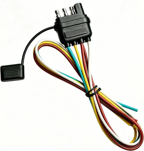 Miniatura 7 de Arnés de cableado de remolque plano de 5 vías y 5 puntas de 22 pulgadas, cable de extensión de conector macho de 5 pines, arnés de cableado de luz