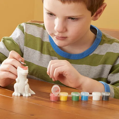 Miniatura 2 de Melissa & Doug Decorate-Your-Own Dinosaur, kit de artesañías de figuras; 2 dinosaurios de resina sólida pintada