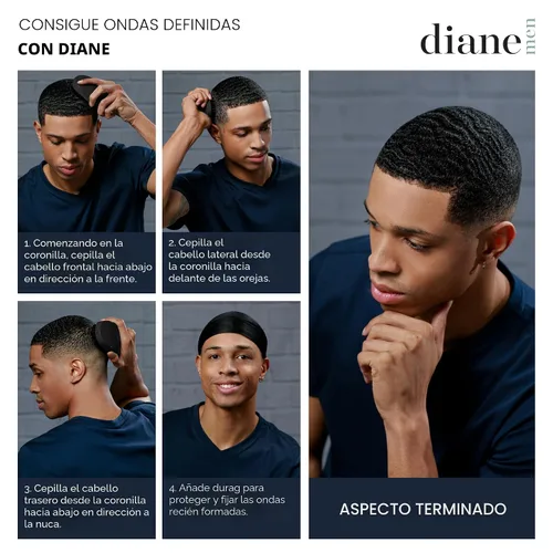 Miniatura 3 de Diane Cepillo de cerdas de jabalí para hombres y mujeres, peinado de cabello fino a medio, estilos ondulados, alisador, cuero cabelludo suave, mango
