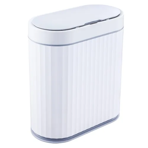 ELPHECO Basurero de baño con tapa, contenedor de basura impermeable con sensor de 2.5 galones, cubo de basura con sensor de movimiento de 10 litros,