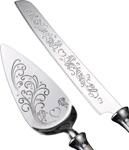 Miniatura 2 de Juego de cuchillo y servidor para tartas, juego de corte de pastel de acero inoxidable 18/10, juego de servir pastel de amor dulce perfecto