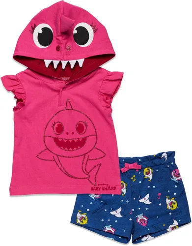 Pinkfong Baby Shark Mommy Shark - Conjunto de camiseta y pantalones cortos de rizo francés para recién nacidos a niños pequeños