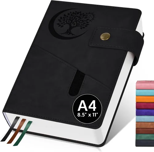 PAIBAS Cuaderno de diario con líneas gruesas de 365 páginas para hombres y mujeres, diarios grandes de cuero A4 para escribir, cuadernos de tapa