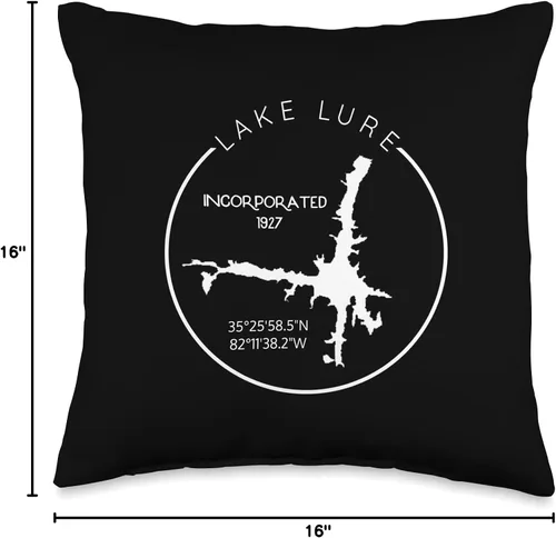 Miniatura 4 de State of North Carolina Merch Souvenir & Gifts Co. Lake Lure Map GPS Location GIS Rutherford North Carolina - Almohada de 16 x 16 pulgadas