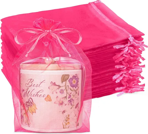 Miniatura 12 de Crweety 50 bolsas de organza blanca de 6 x 9 pulgadas, bolsas de regalo de malla grandes con cordón, bolsas de joyería, bolsa de malla con cordón