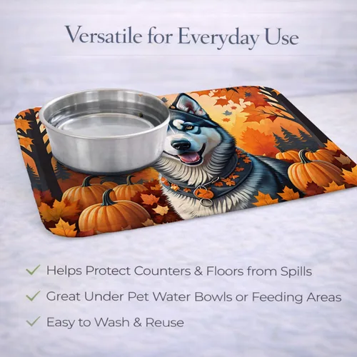 Miniatura 5 de Caroline's Treasures DAC1074DDM - Tapete de secado de platos de otoño siberiano Husky absorbente, tapete para secar platos para encimera de cocina