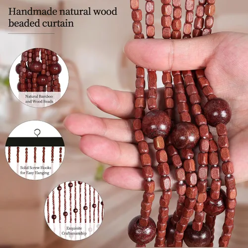 Miniatura 2 de Cortinas de cuentas Foreate para puertas hechas a mano con cuentas de madera y bambú, cortina bohemia colgante hippie para pasillos y ventanas, 38