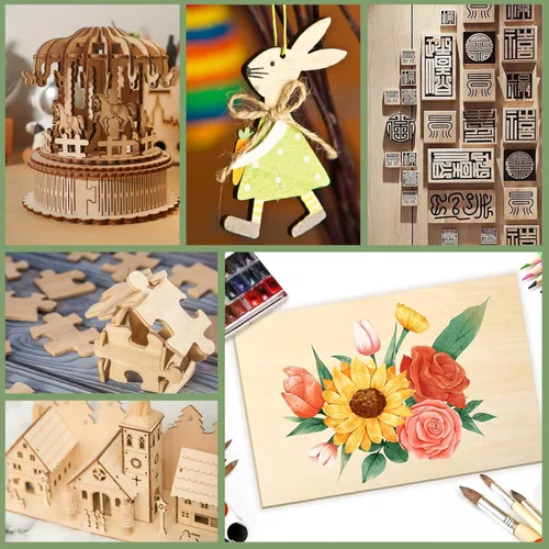 Miniatura 5 de Paquete de 48 hojas de tilo de 1/8 x 12 x 12 pulgadas, madera sin terminar para manualidades, tilo de 0.118 pulgadas para corte y grabado láser