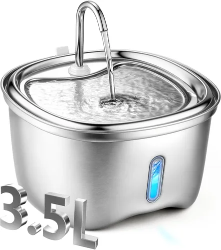Fuente de agua para gatos de acero inoxidable, fuentes de agua de 120 oz/3.5 l para gatos en interiores, bomba silenciosa automática, cuenco de agua