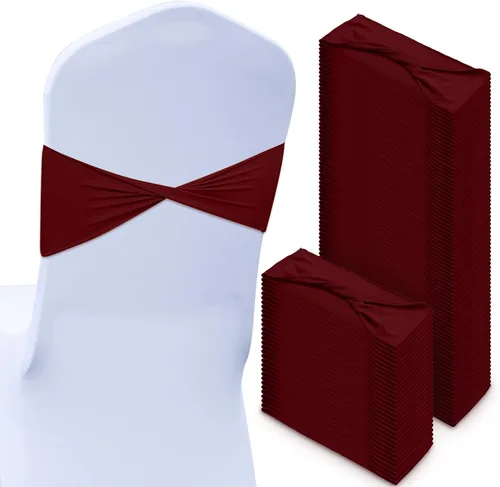Miniatura 12 de CHENGU 100 piezas Cintas elásticas de elastano para sillas, lazos simples, bandas para sillas de boda real sin hebilla, decoraciones de cumpleaños