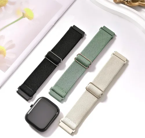 Miniatura 3 de Paquete de 3 correas elásticas de nailon compatibles con SKG Smart Watch para mujeres y hombres, correas elásticas suaves de liberación rápida
