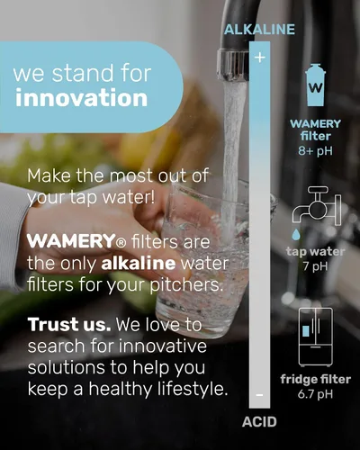Miniatura 5 de Wamery Filtro de agua alcalino de repuesto para jarras Brita, paquete de 3, mejora el pH y el sabor, 42 galones cada uno, carbón activado de coco