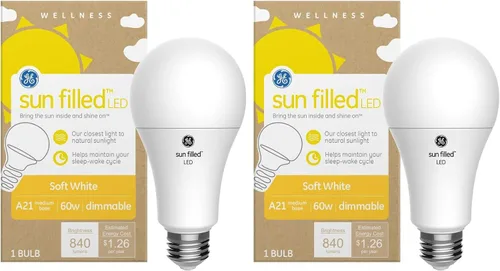 Miniatura 14 de GE Bombilla LED con relleno de sol, 60 vatios, blanco suave, A21 (paquete de 1)