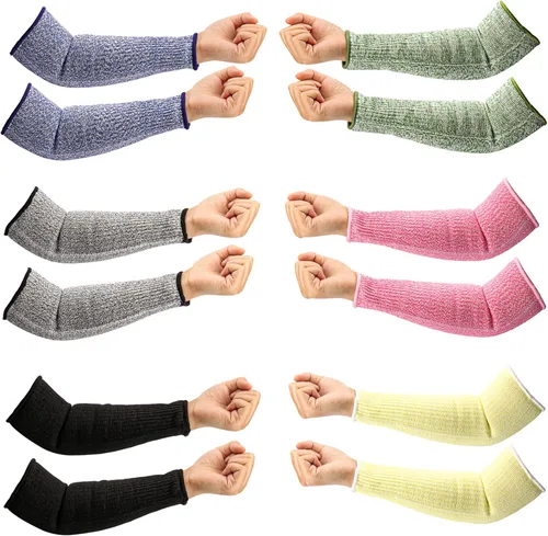 6 pares de mangas protectoras de brazo nivel 5 resistente a los cortes 12.2 in, unisex, antiabrasión, antiarañazos, antimordeduras, para brazos,