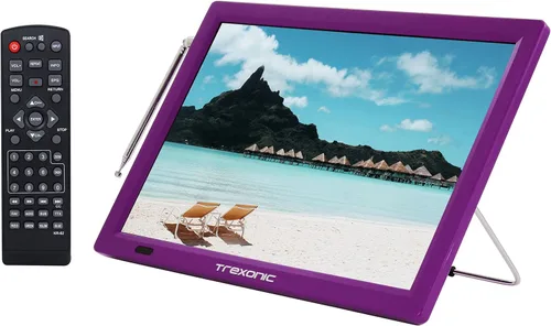 Miniatura 11 de Trexonic Televisor LED portátil recargable de 14 pulgadas con HDMI, SD/MMC, USB, VGA, entrada/salida AV y sintonizador digital integrado, azul