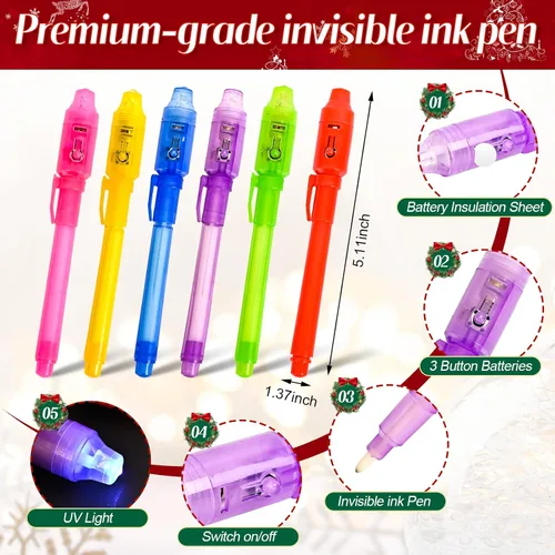 Miniatura 2 de EODVICS Bolígrafo de tinta invisible, bolígrafo de tinta invisible espía mejorado con marcador mágico de luz UV para mensajes secretos y bolsas