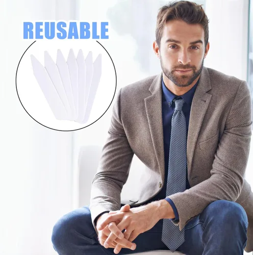 Miniatura 6 de Gosknor 90 piezas de insertos de camisa de vestir, refuerzos de camisa de plástico invisibles, insertos de polo flexibles, soporte de camisa