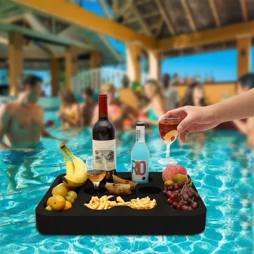 Miniatura 2 de Portavasos Flotante, Bandeja de Mesa de Refrigerios para Piscina, Playa, Fiesta o Jacuzzi Flotante - Barra de Servicio Versátil y Portátil