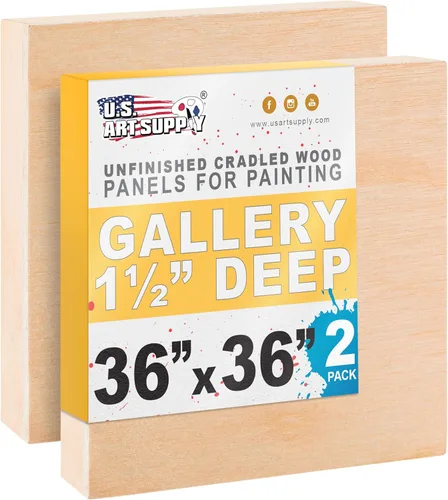 U.S. Art Supply Paneles de madera acunados sin terminar de 36 x 36 pulgadas para pintura, galería de 1-1/2 pulgadas de profundidad (paquete de 2) –