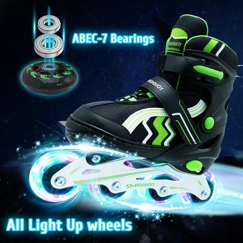 Miniatura 5 de Inline Skates for Kids 4 Size Adjustable Light-Up Wheels Aluminum Frame Black Rose Red Blade Skate for Boys and Girls S, M, L Sizes, Ages 5-8, 6-12