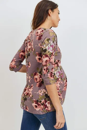 Miniatura 35 de LaClef - Blusa de maternidad para mujer, cuello redondo, manga 3/4, plisada al frente, estilo peplum