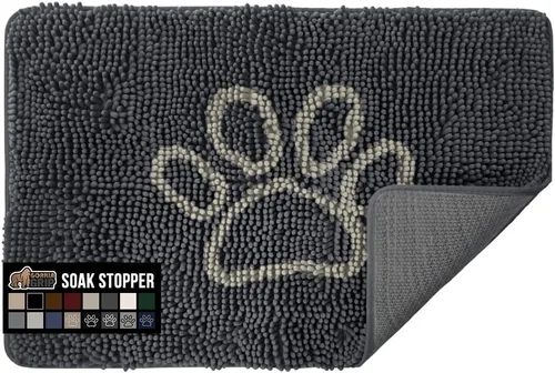 Miniatura 92 de GORILLA GRIP SOAKSTOPPER - Tapete para puerta de perro, 30 x 20 pulgadas, lavable a máquina, absorbente, captura la humedad, barro, suciedad, Negro